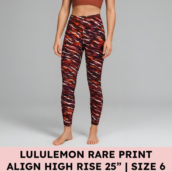 🔥 Lululemon Align High-Rise Pant 25" - Tiger Tide Smoky Red Multi (6), Rare!